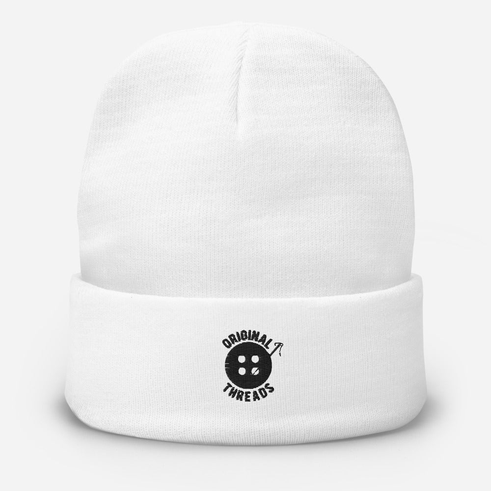WHITE LOGO BEANIE